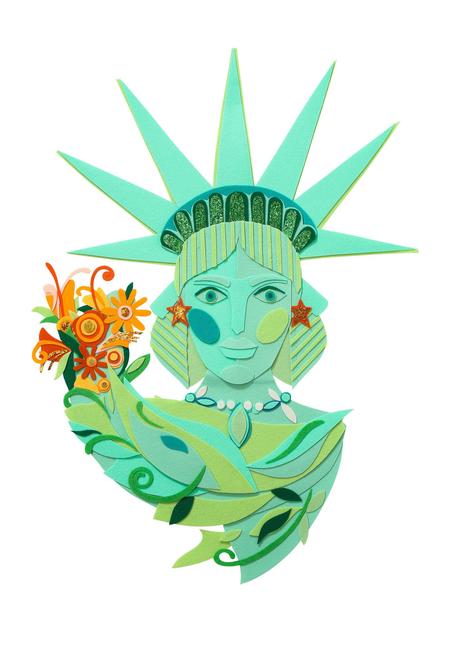 Lady Liberty, Felt Collage by Sam Sidney, 2021