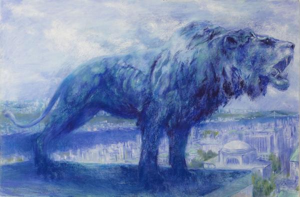 LeRoy Neiman, Columbia Lion, 1996 pastel on paper.  