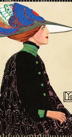 Maria Likarz (1893–1971).  Fashion, Wiener Werkstätte Postcard 557, 1911.  Chromolithograph.  Leonard A.  Lauder Collection.  Neue Galerie New York 