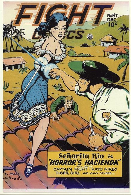 Lily Renée, Señorita Rio comic strip, in: Fight Comics no.  35, December 1944.  Reprinted in: Good Girl Art, Summer 1991 (reproduction).  Collection of the artist.