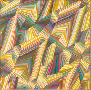 Samia Halaby (Palestinian, b.  1937) #270 (Rainbow Spirals), Oil on canvas.