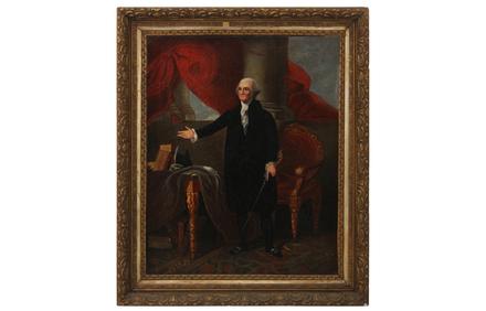 This oil-on-canvas Munro-Lenox portrait of George Washington attributed to Gilbert Charles Stuart (Mass., 1755-1828), unsigned and relined, has been assigned a pre-sale estimate of $8,000-$12,000.