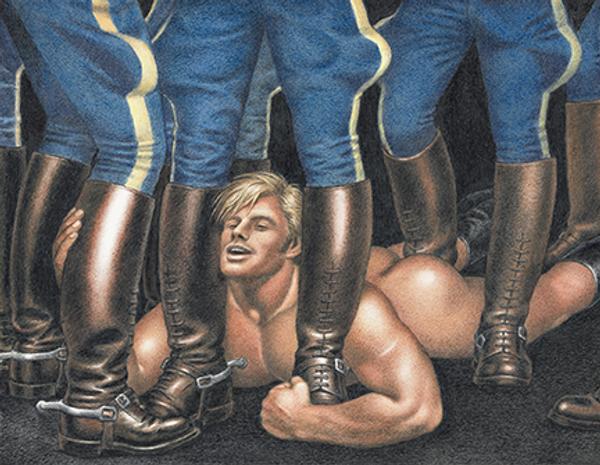 Tom of Finland, Home – Secured, colored pencil on paper, 1982.  Estimate $60,000 to $90,000.