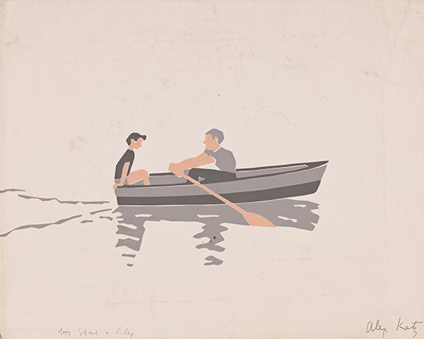 Alex Katz, Rowboat, oil, color pencil and pencil on paper, 1966.  From the Collection of Stephen Poleskie, Chiron Press, New York.  Estimate $50,000 to $80,000.  