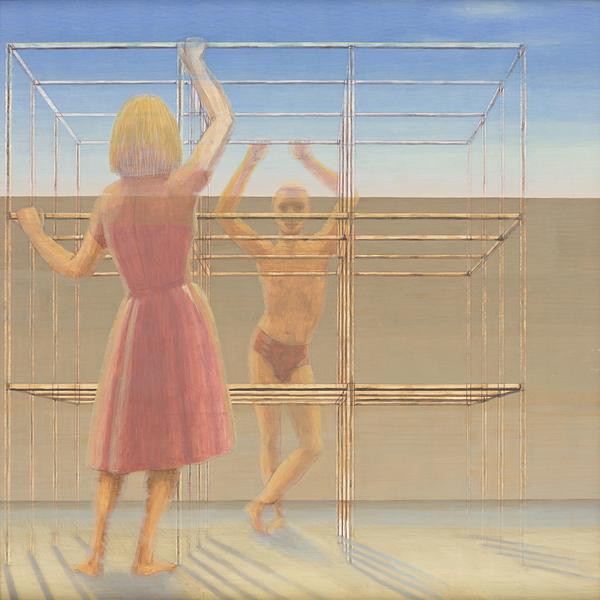 George Tooker, Untitled (Young Man Facing a Woman), egg tempera and ink, circa 1950.  Estimate $100,000 to $150,000.