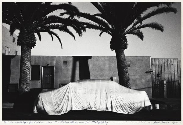 Robert Frank, Covered Car, Long Beach, California, silver print, 1955–56, printed 1971.  Estimate $50,000 to $70,000.