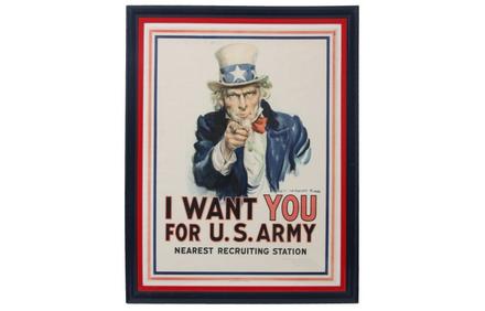 Vintage World War I US Army recruiting poster, the famous one by James Montgomery Flagg (est.  $7,000-$9,000).