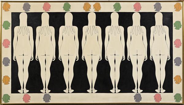 John Wesley, 7 Maidens, duco and oil on canvas, 1963.  Estimate $80,000 to $120,000.