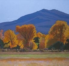 Pastel on paper under glass painting by Mary Silverwood (N.M., 1932-2011), titled Cottonwoods (est.  $300-$500).