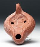 Roman Redware Lamp, ca.  400 CE.  Est.  $500-$750