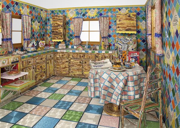 Liza Lou (b.  1969), Kitchen, 1991-96.  Beads, plaster, wood, and found objects, 96 x 132 x 168 in.  (243.8 x 335.3 x 426.7 cm).  Whitney Museum of American Art, New York; gift of Peter Norton 2008.339a-x.  Photograph by Tom Powel.  © Liza Lou