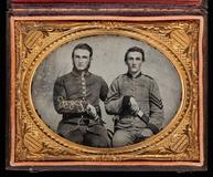 Unknown Artist, Captain Charles A.  and Sergeant John M.  Hawkins, Company E, 38th Regiment Georgia Volunteer Infantry, 1861-62.  ¼ plate ambrotype.  Private Collection.  