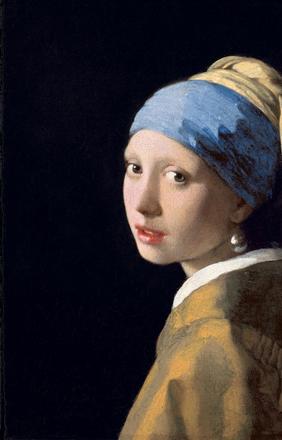 Johannes Vermeer, Girl with a Pearl Earring, c.  1665.  Oil on canvas, 44.5 x 39 cm.  Mauritshuis, The Hague