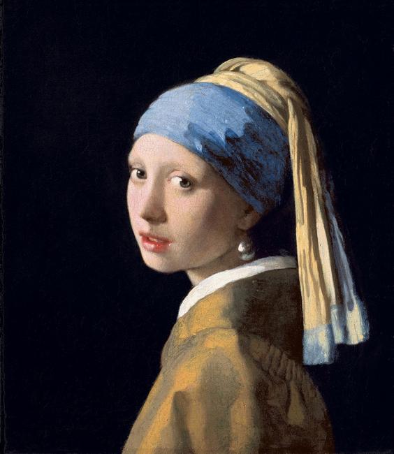 Johannes Vermeer, Girl with a Pearl Earring, c.  1665.  Oil on canvas, 44.5 x 39 cm.  Mauritshuis, The Hague