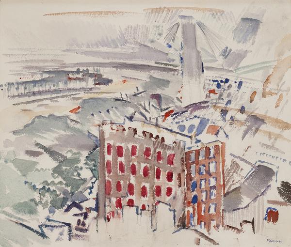 Lower Manhattan, 1914, Watercolor on paper, 15 1/2 x 18 15/16 inches