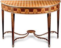 A rare and extraordinary pair of George III marquetry tables.  England.  Circa 1780.  Clinton Howell Antiques.