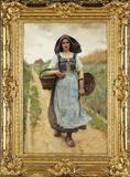 Charles Sprague Pearce (American, 1851 - 1914) "A Peasant Girl" oil on canvas, 36” x 24”