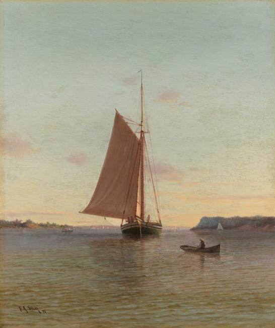 Francis Augustus Silva (1835–1886) View on the Hudson River, 1876.  Oil on canvas, 14 ¼ x 12 1/8 inches.  Signed and dated lower left: F.  A.  SILVA.  76 