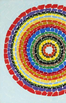 Alma Thomas, Lunar Rendezvous—Circle of Flowers, 1969.  Oil on canvas 50 × 48 in.  Crystal Bridges Museum of American Art, Bentonville, Arkansas.  