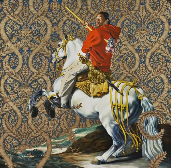 Kehinde Wiley, Equestrian Portrait of the Count Duke Olivares, 2005.  Oil on canvas, 108 x 108 in.  (274.3 x 274.3 cm) Rubell Family Collection, Miami .