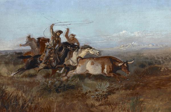 Charles M.  Russell, Unbranded, ca.  1897.  Oil on canvas.