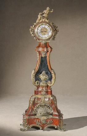 Lot 213 Régence Ormolu Mounted Parquetry Tulipwood and Kingwood Régulateur Second Quarter 18th Century, After a design by Juste-Aurèle Meissonn; Sold for $91,900