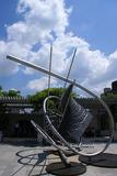 Sculpture Memantra by Frank Stella, Iris and B.  Gerald Cantor Roof Garden, Metropolitan Museum of Art New York City.