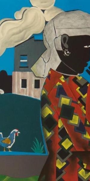 Romare Bearden (1914-1988), The Conversation, 1979, lithograph.  Collection of Tougaloo College Art Collection, Mississippi, 2002.089