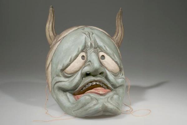 Horned Mask; Japan; date unknown; wood, pigment, cord; 11 5/8 x 8 x 5 in.