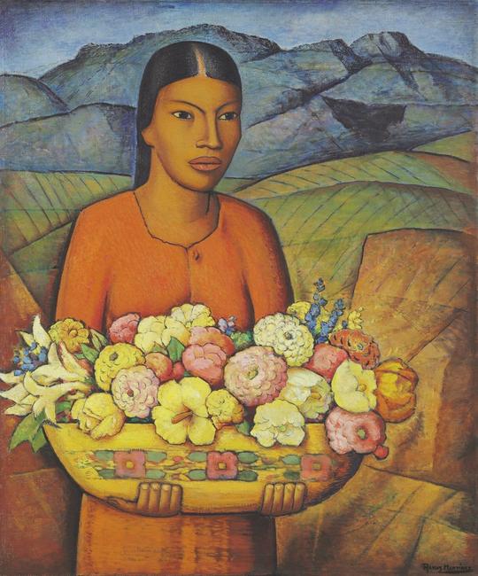 Alfredo Ramos Martinez, Florida Mexicana, ca.  1936.  Oil on canvas, 36 × 30 in.  Crystal Bridges Museum of American Art, Bentonville, Arkansas 