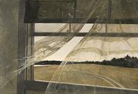 Andrew Wyeth, Wind from the Sea, 1947 tempera on hardboard overall: 47 x 70 cm (18 1/2 x 27 9/16 in.) framed: 66.4 x 89.5 x 7 cm (26 1/8 x 35 1/4 x 2 3/4 in.)