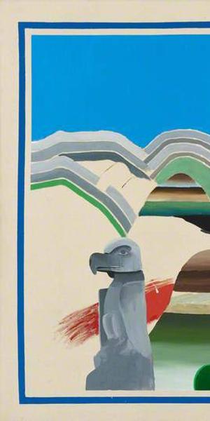 David Hockney, Rocky Mountains and Tired Indians (detail), 1965, acrylic on canvas, Collection of the National Galleries of Scotland, Edinburgh, courtesy of National Galleries of Scotland, Edinburgh