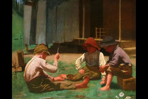 James Longacre Wood, “Mumble the Peg.” Painted in 1892.