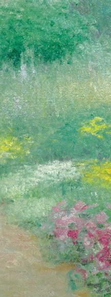 DETAIL: Edmund William Greacen, In Miss Florence’s Garden, 1913.  Oil on canvas, 30 x 30 inches, A Private Collector