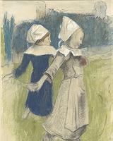 Paul Gauguin (French, 1848–1903) Study for Breton Girls Dancing, Pont-Aven, 1888 Pastel and charcoal, with watercolor and gouache The Morgan Library & Museum Thaw Collection, 2010 Photography: Graham S.  Haber 