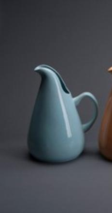 Russel Wright (1904–76) Four American Modern pitchers.  Designed 1937.  Glazed earthenware.  Each: 10¾ x 8⅛ x 6½ (27.3 x 20.6 x 16.5 cm) Produced by Steubenville Pottery Company, Steubenville, Ohio.  