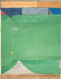 Richard Diebenkorn, Green, 1986.  Color aquatint, spit bite aquatint, soap ground aquatint, and drypoint on Somerset paper, ed.  60.  Image: 45 x 35 3/8 inches; Sheet: 53 3/4 x 40 3/4 inches.  Published by Crown Point Press.  Fine Arts Museums of San Francisco, Crown Point Press Archive, Gift of Crown Point Press.  ©The Estate of Richard Diebenkorn.  Image courtesy the Fine Arts Museums of San Francisco.