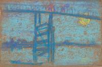 "Nocturne: Battersea Bridge" by James McNeill Whistler 1872—1873.  Pastel on brown paper.  H x W: 18.4 x 28.1 cm (7 1/4 x 11 1/16 in)