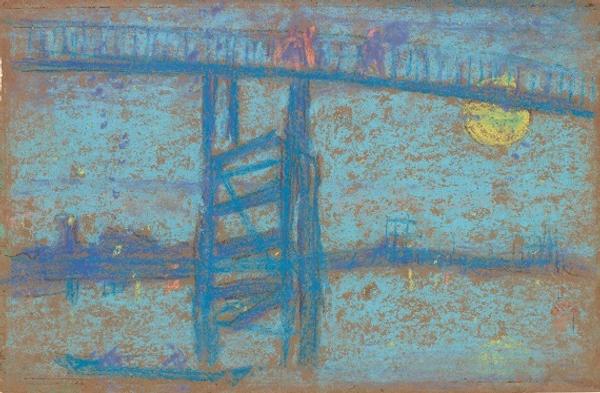 "Nocturne: Battersea Bridge" by James McNeill Whistler 1872—1873.  Pastel on brown paper.  H x W: 18.4 x 28.1 cm (7 1/4 x 11 1/16 in)