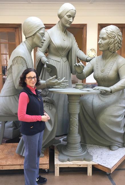 Meredith Bergmann with Women's Rights Pioneers Monuments 