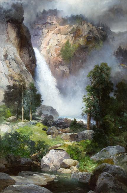 Thomas Moran (1837–1926), Cascade Falls, Yosemite, 1905, oil on canvas, 30 1/4 x 20 in, Sold: $946,000