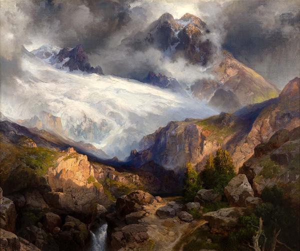 Thomas Moran (England, 1837 - 1926), Eternal Snows of Mount Moran, Teton Range, c.  1912.  Oil on canvas.  25 x 30 inches.  Gift of Lynn and Foster Friess.