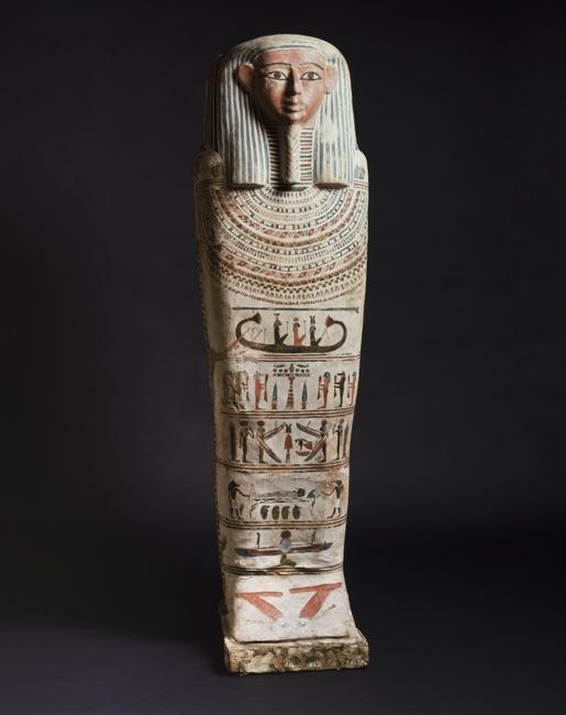 Egypt, Mummy Sarcophagus, Ptolemaic period, 332-30 BC, wood with painted decoration in tempera over linen and gesso, Cincinnati Art Museum, Gift of Millard F.  and Edna F.  Shelt, 1947.275