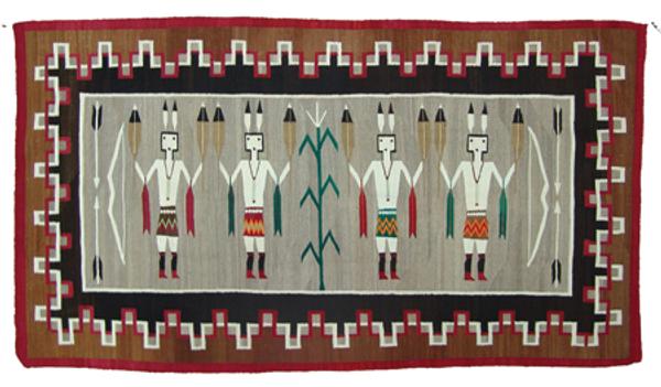 This museum-quality Navajo rug (or weaving), made circa 1940s, 45 inches by 81 inches, should bring $10,000-$20,000 on August 16-17.