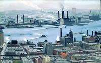 Georgia O’Keeffe, East River from the 30th Story of the Shelton Hotel, 1928.  Oil on canvas.  Selections from the collection of the New Britain Museum of American Art Stephen B Lawrence Fund