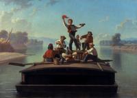 George Caleb Bingham (American, 1811–1879) The Jolly Flatboatmen, 1877–78.  Oil on canvas, 26 1/16 x 36 3/8 in.  (66.2 x 92.4 cm.) Terra Foundation for American Art Daniel J.  Terra Collection, 1992.15