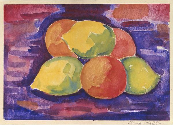 Marsden Hartley (1877-1943) Fruit Still Life, c.  1928-28 Watercolor on paper 6 ¾ x 9 ⅝ inches 