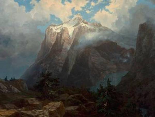 Albert Bierstadt’s stunning 1872 masterpiece Mount Brewer from King's River Canyon, California is expected to bring $700,000+ as the centerpiece of Heritage Auctions Nov.  10 Western & California Art Signature® Auction