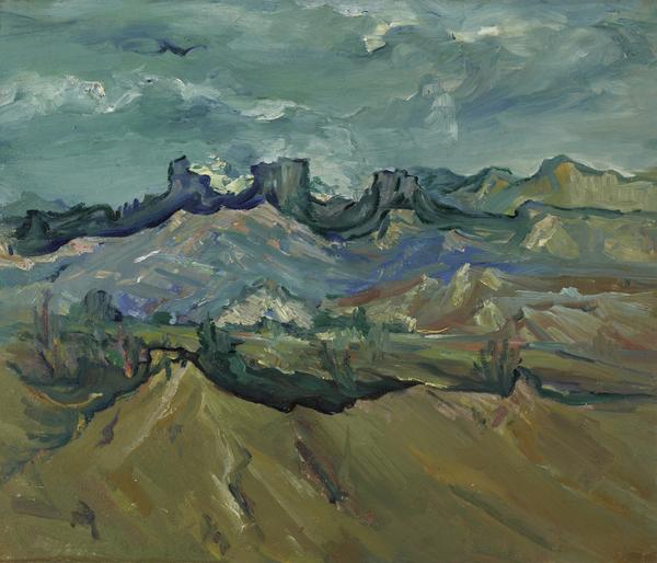 Rex Slinkard (U.S.A., 1887–1918) Tehachapi, c.  1914.  Oil on canvas, 32 x 37 inches.  Bequest of Florence Williams, Cantor Arts Center, Stanford University, 1955.1034