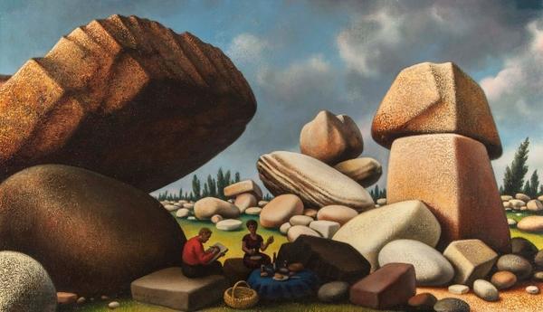 Peter Blume, Study for Boulders of Avila, 1975, Oil on canvas, 22 x 38 in.